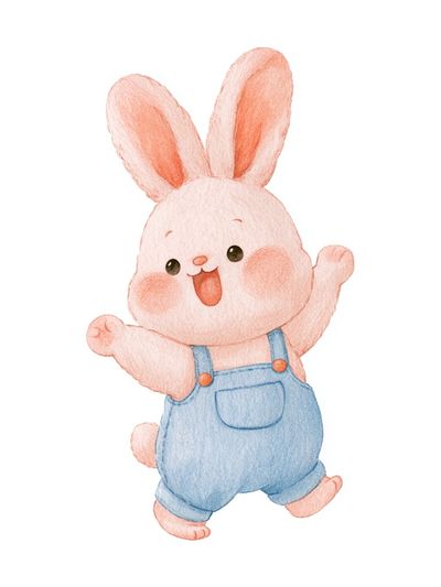 Happy Bunny Watercolor Poster.