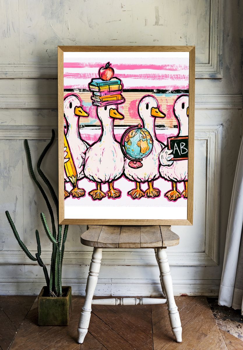 Back-to-School Ducks Illustration Poster. room preview