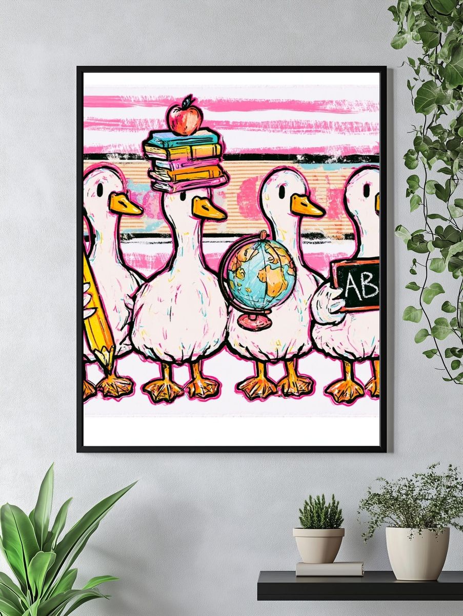 Back-to-School Ducks Illustration Poster. — room view 4