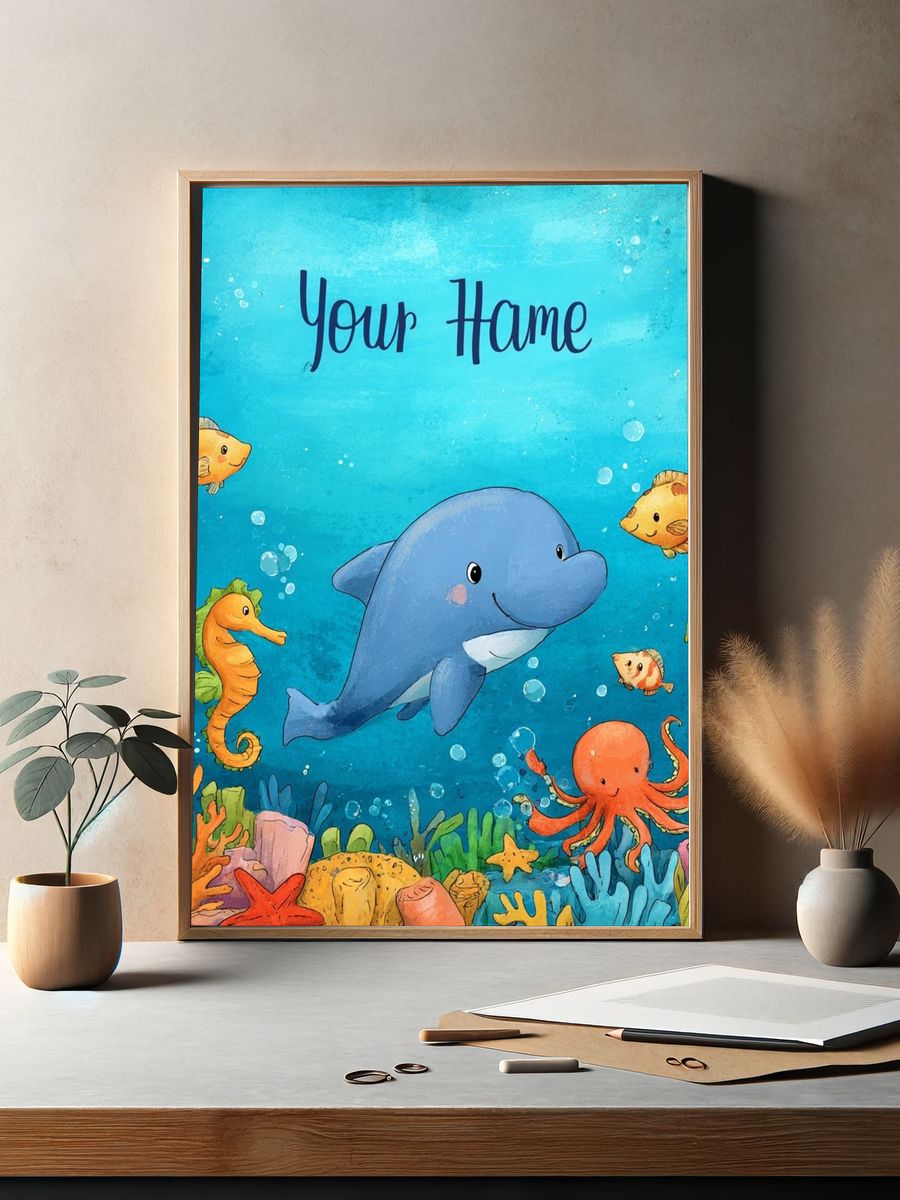 Underwater Friends Nursery Poster. — room view 2