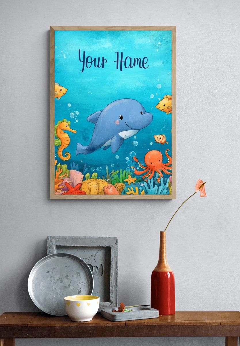 Underwater Friends Nursery Poster. — room view 3