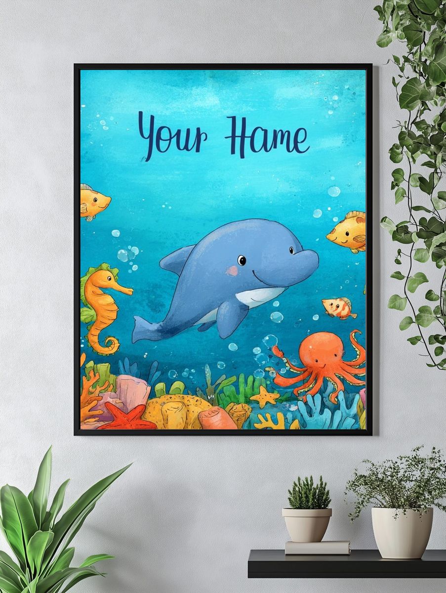 Underwater Friends Nursery Poster. — room view 4