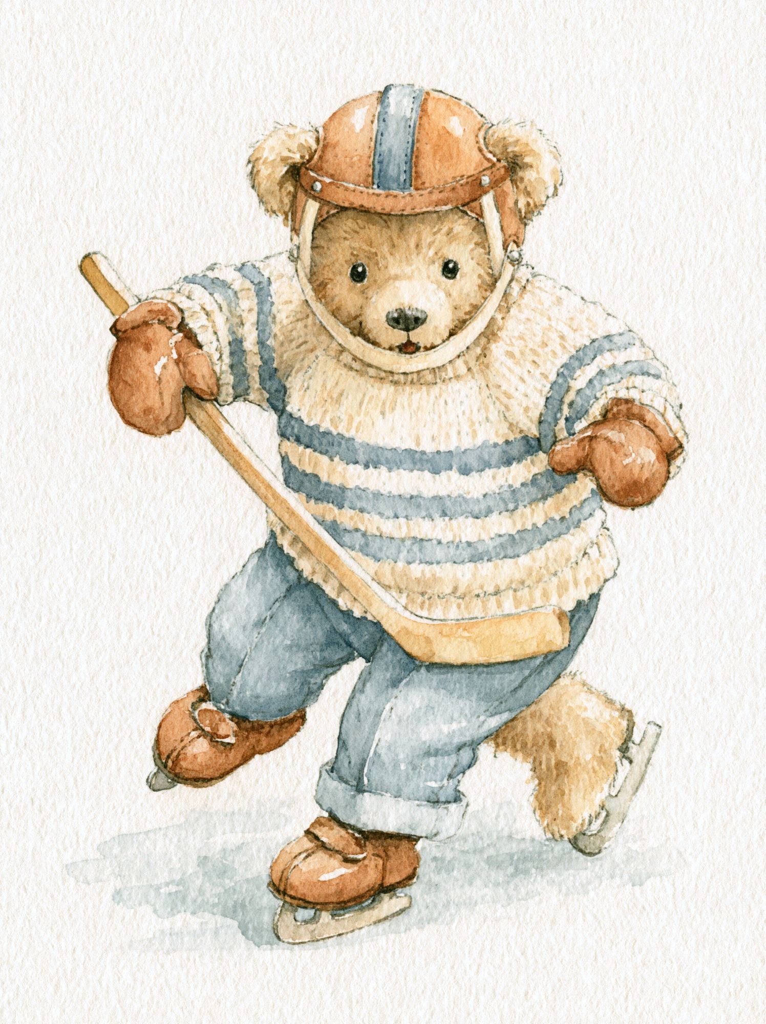 Teddy Bear Skater Watercolor Poster. poster — kids art