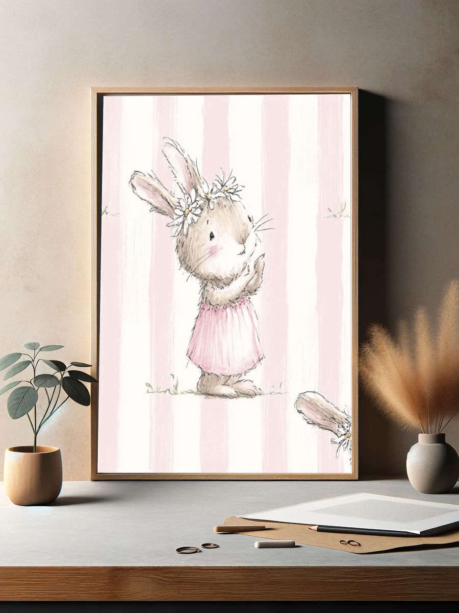 Bunny Ballet Nursery Print. — room view 2