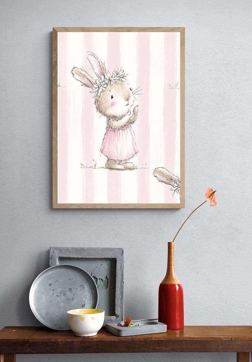 Bunny Ballet Nursery Print. — room view 3