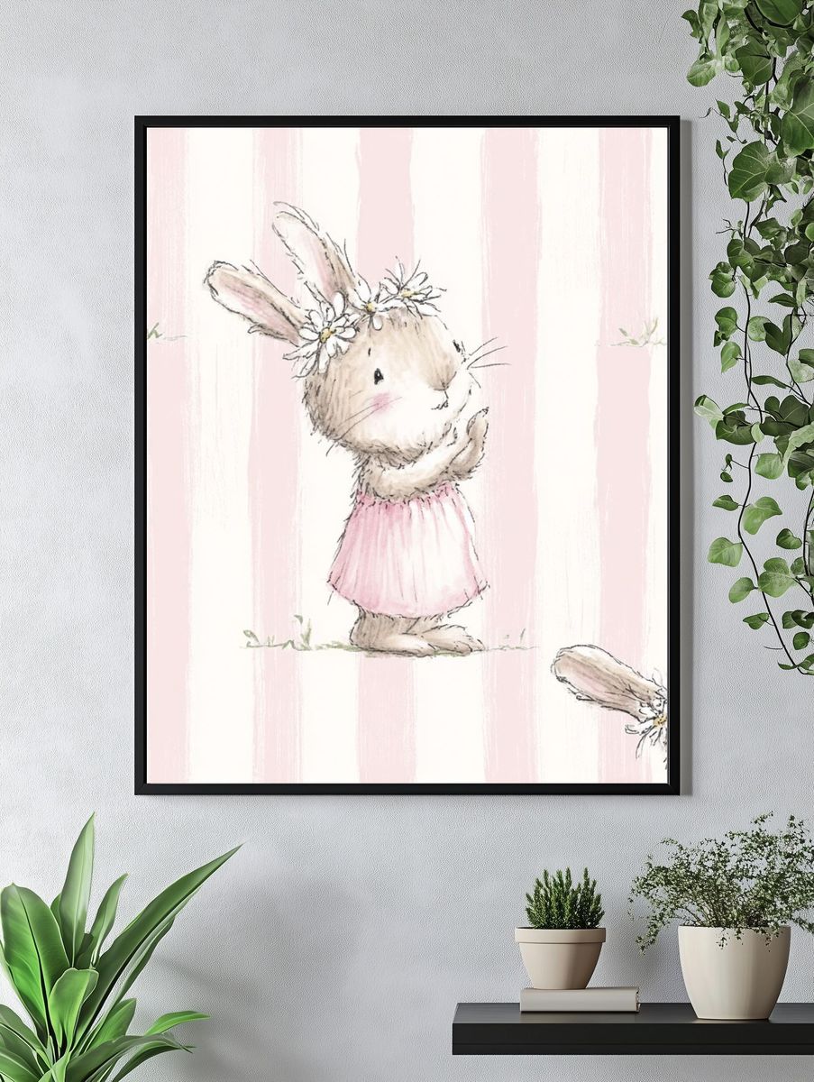 Bunny Ballet Nursery Print. — room view 4