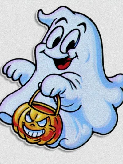 Cute Ghost Halloween Illustration Poster. poster
