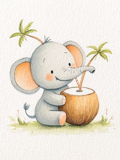 Baby Elephant Watercolor Poster. poster