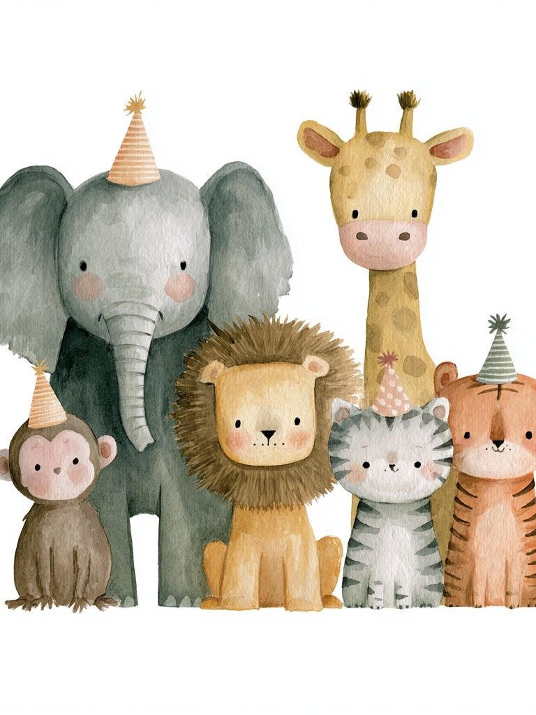 Safari Party Animals Illustration Poster. poster detail