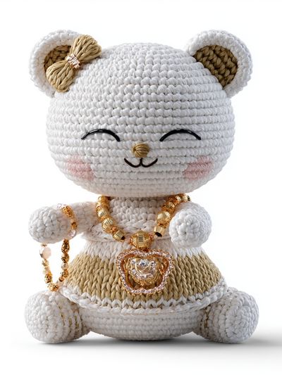 Crocheted Teddy Bear Illustration Poster. poster