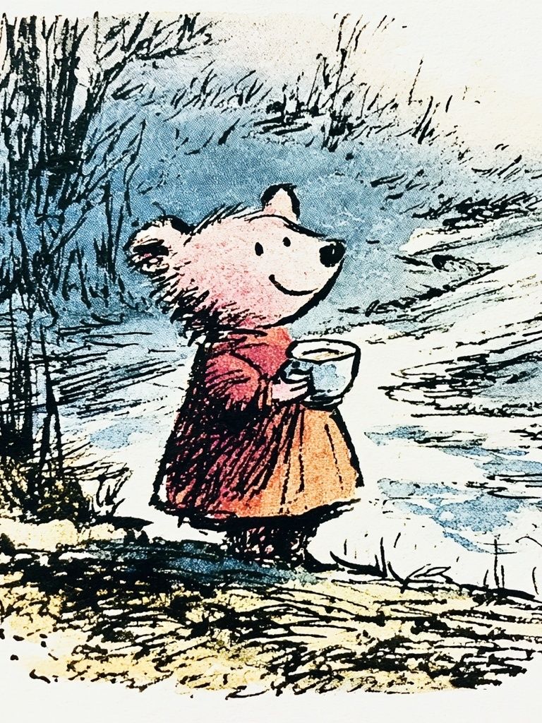 Bear in the Snow Illustration Poster. poster — kids art