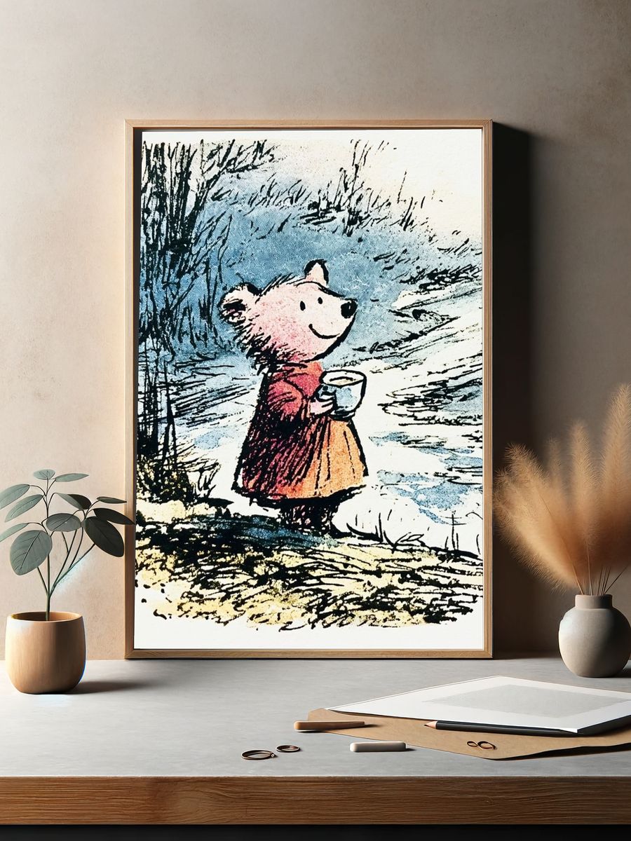 Bear in the Snow Illustration Poster. — room view 2