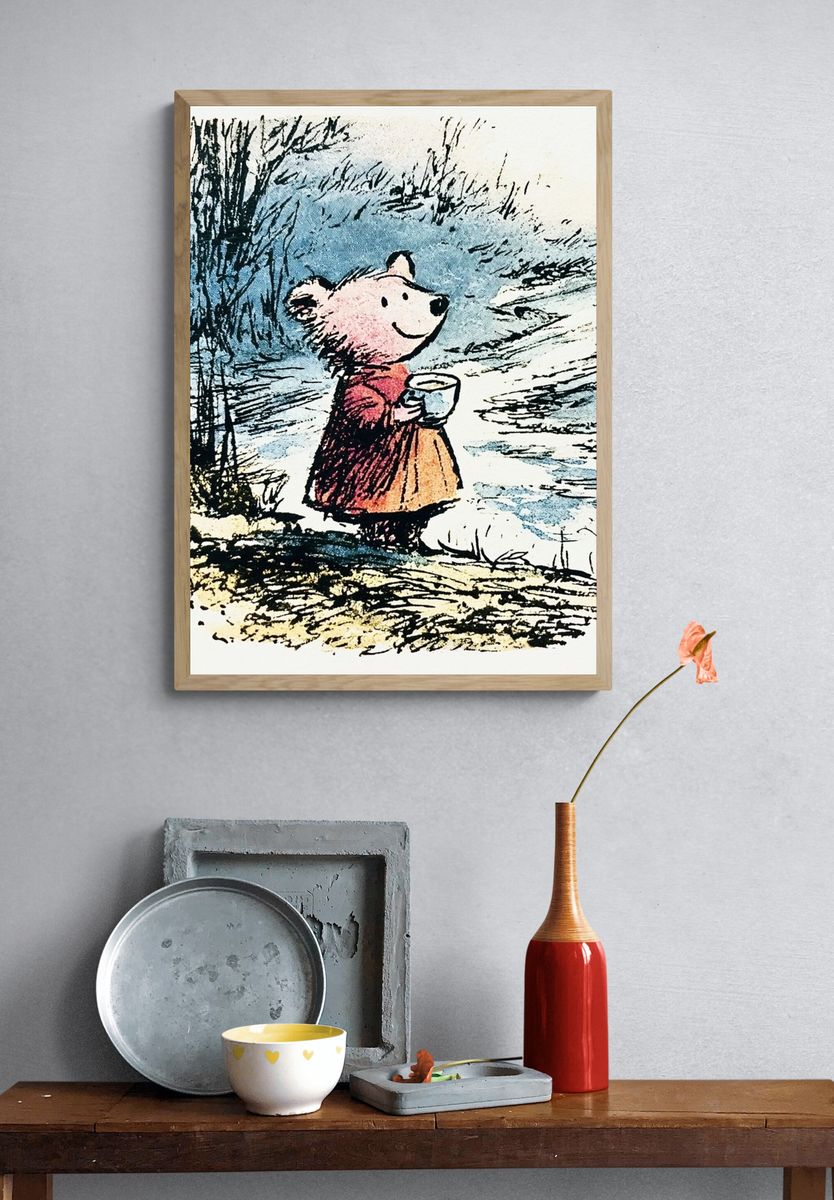 Bear in the Snow Illustration Poster. — room view 3