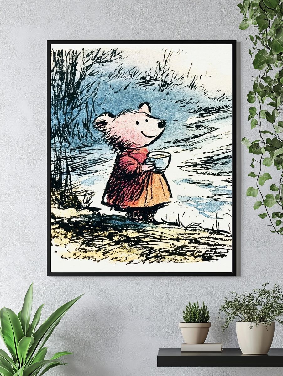 Bear in the Snow Illustration Poster. — room view 4