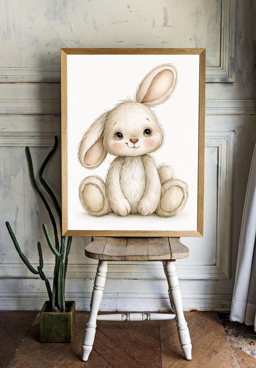 Cute Bunny Watercolor Poster. room preview