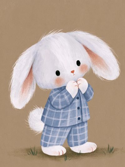 Cute Bunny in Pajamas Print.