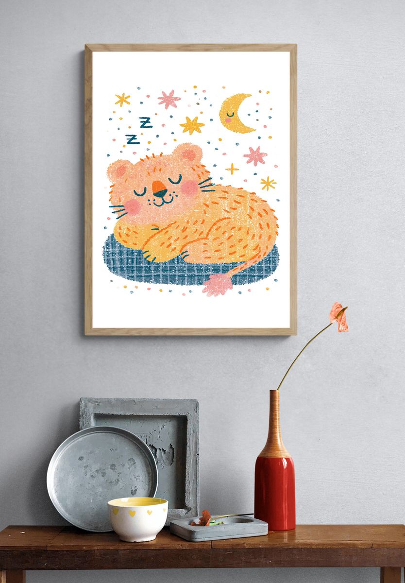 Sleeping Bear Nursery Print. — room view 3