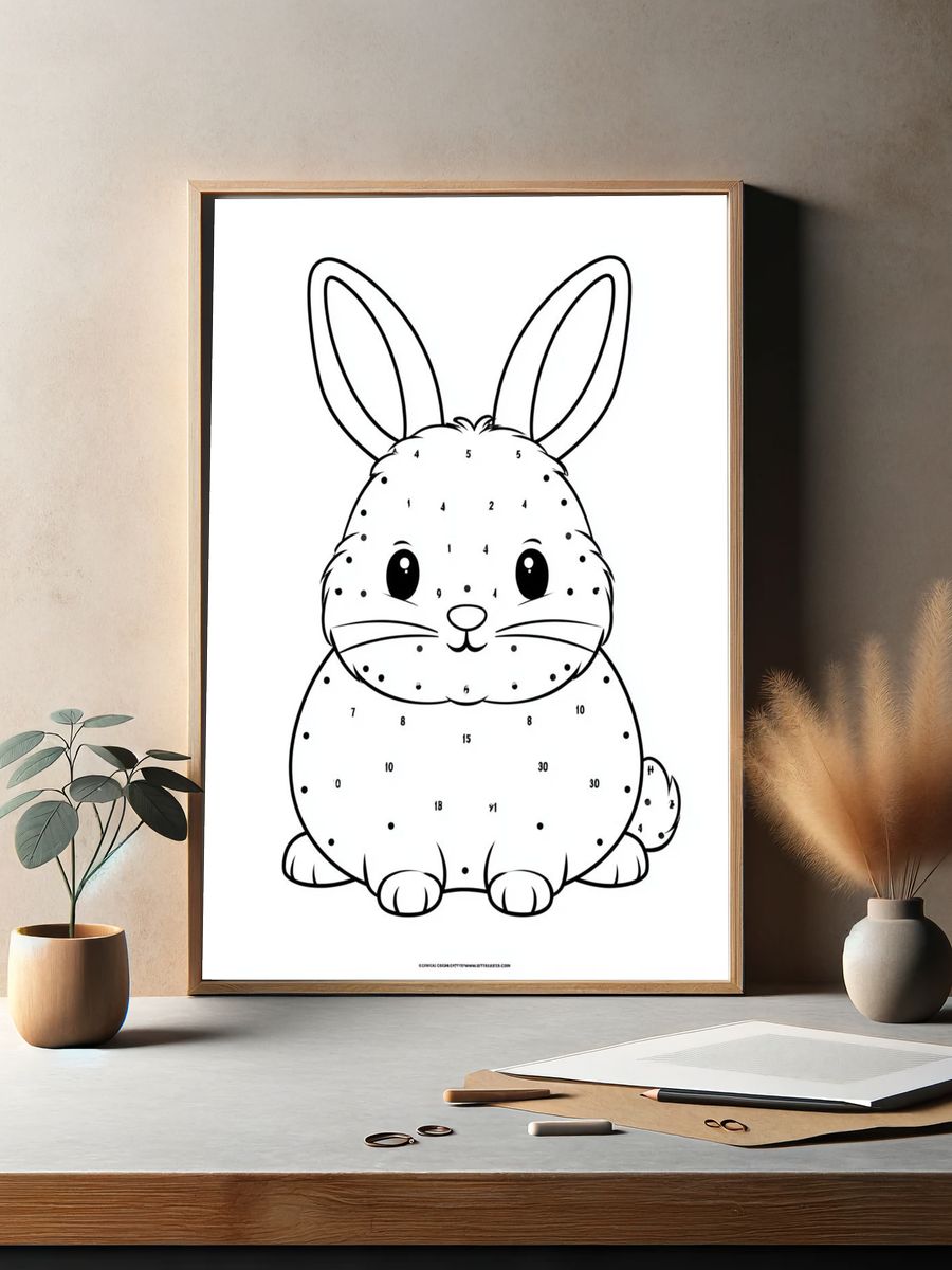 Cute Bunny Dot-to-Dot Poster. — room view 2