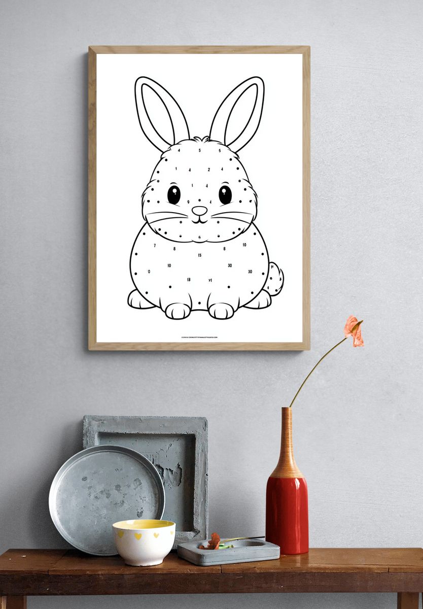 Cute Bunny Dot-to-Dot Poster. — room view 3