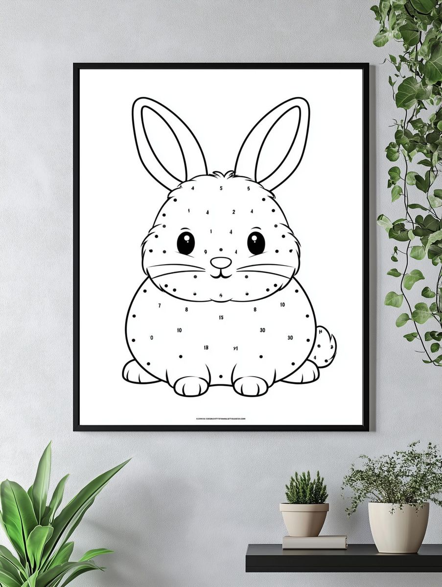Cute Bunny Dot-to-Dot Poster. — room view 4