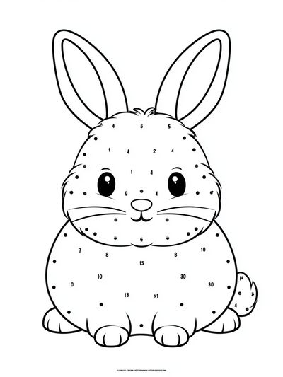 Cute Bunny Dot-to-Dot Poster.