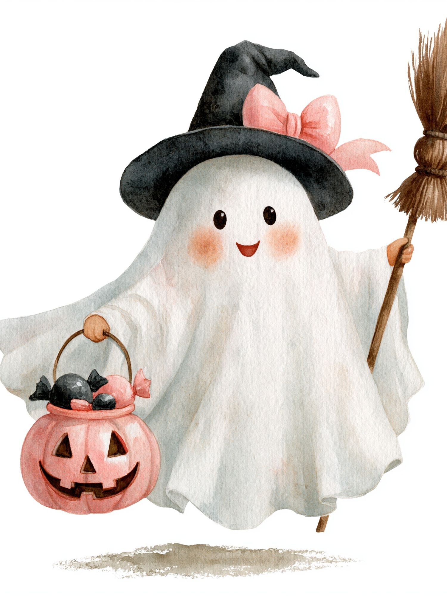 Halloween Ghost Watercolor Print. poster — kids art