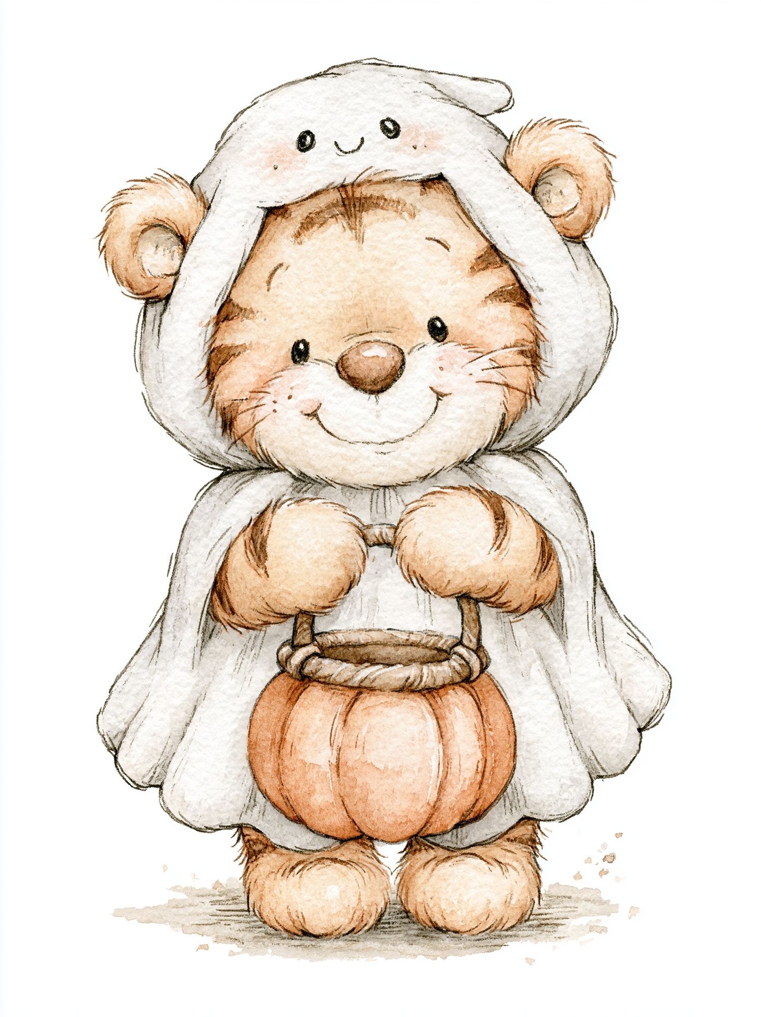 Halloween Bear Costume Watercolor Poster. poster — kids art
