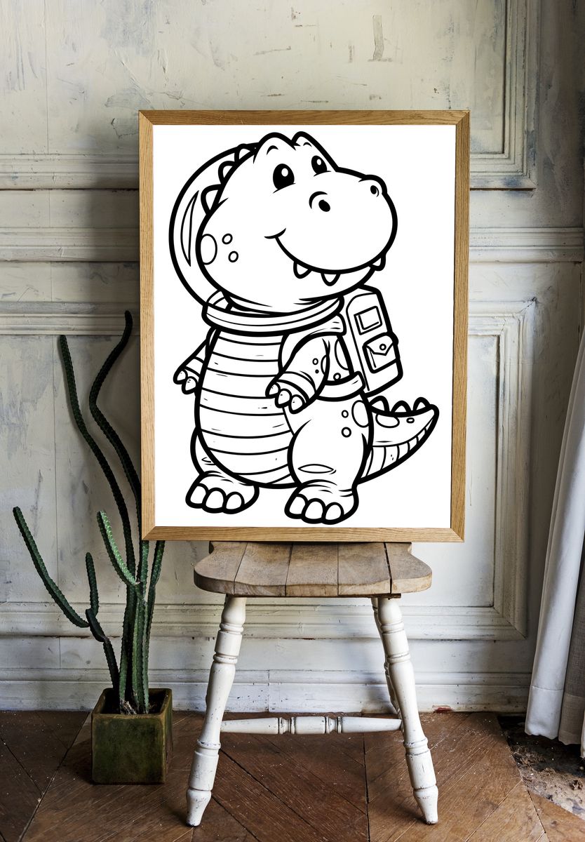 Cute Dinosaur Cartoon Print. — room view 1