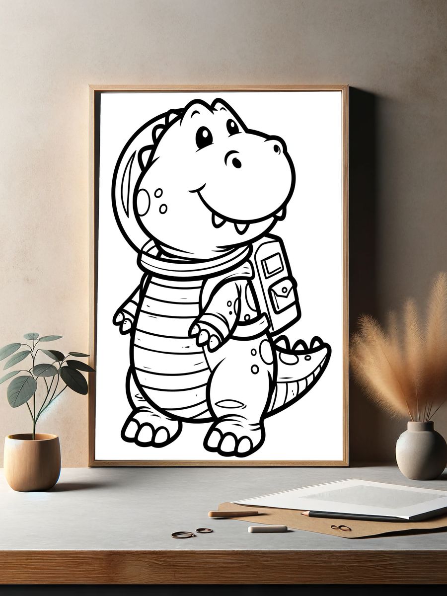 Cute Dinosaur Cartoon Print. — room view 2