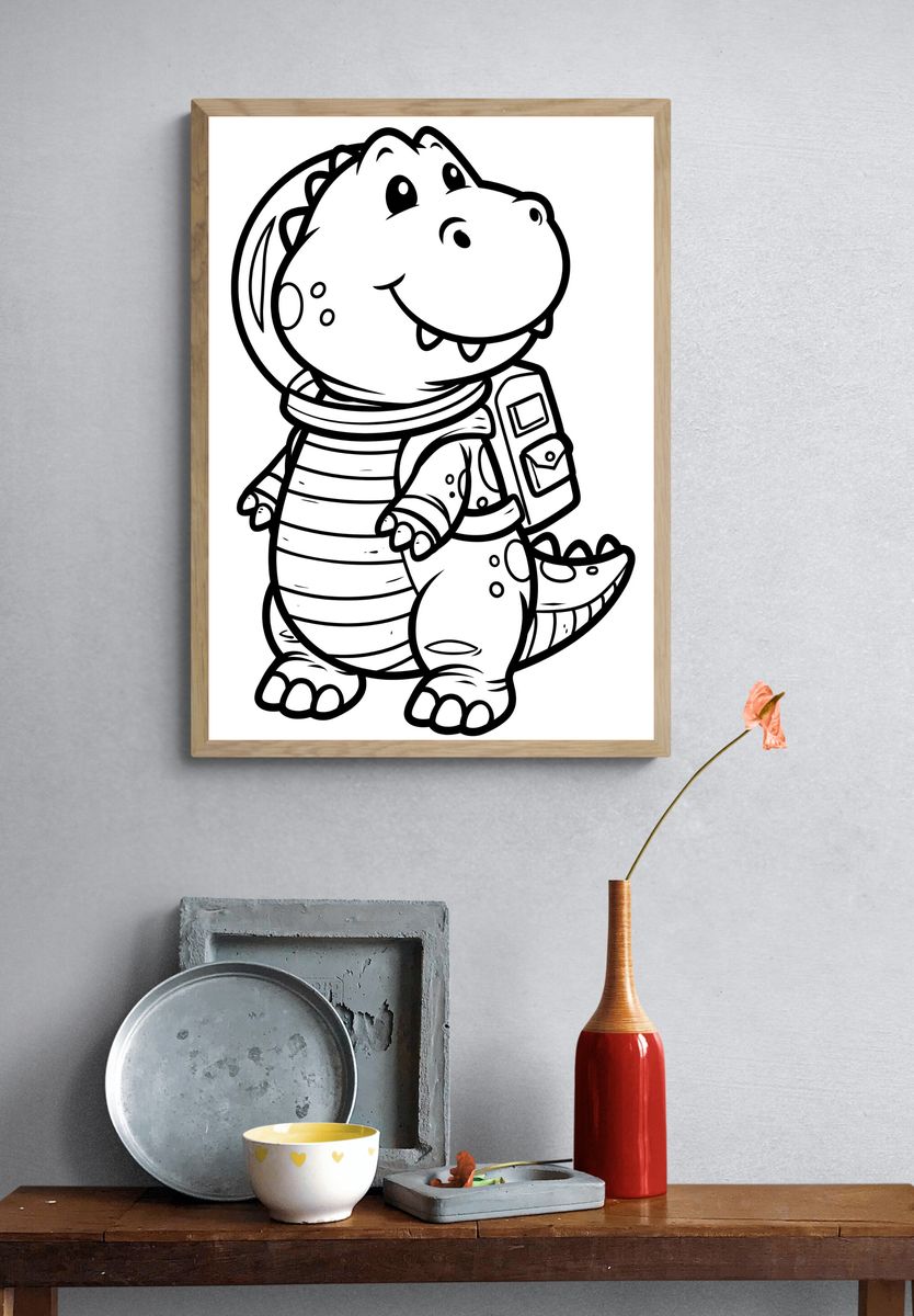 Cute Dinosaur Cartoon Print. — room view 3