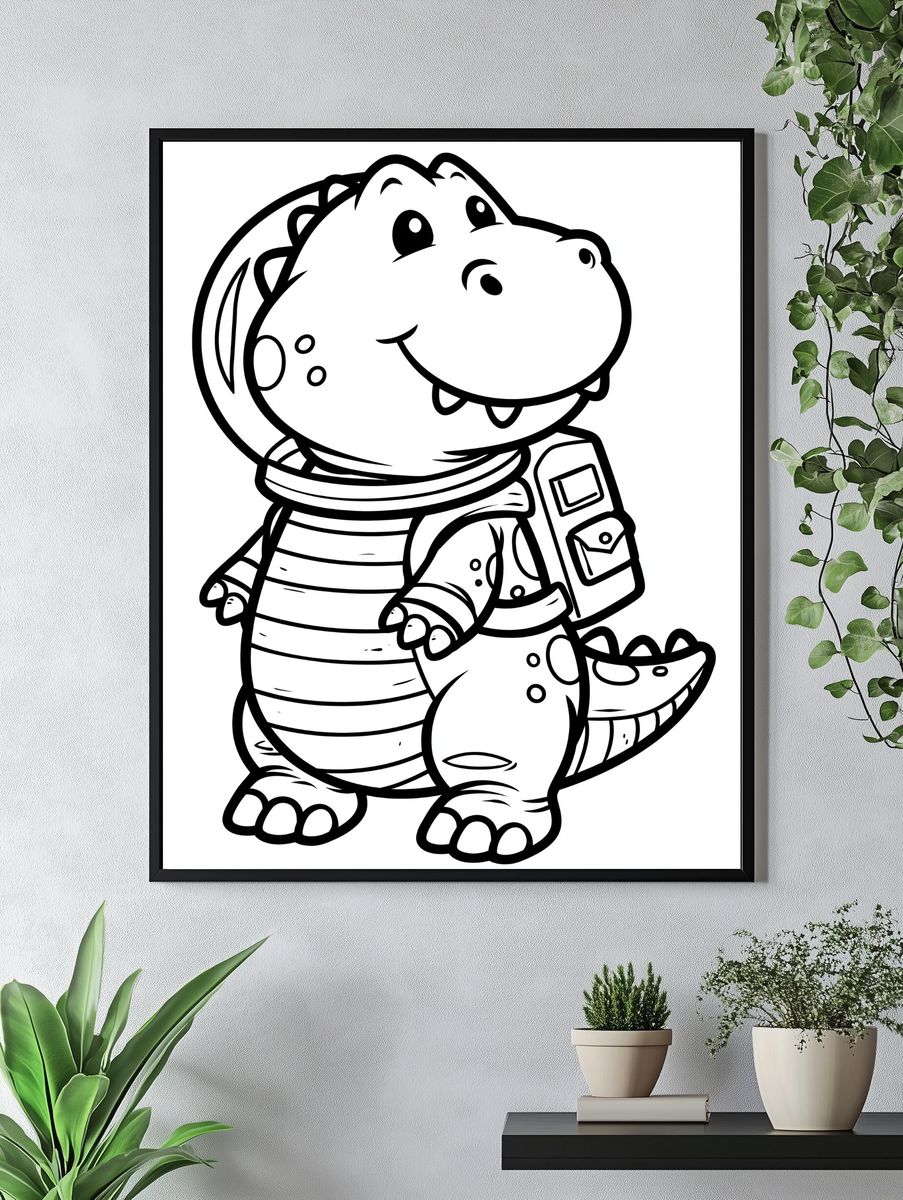 Cute Dinosaur Cartoon Print. — room view 4