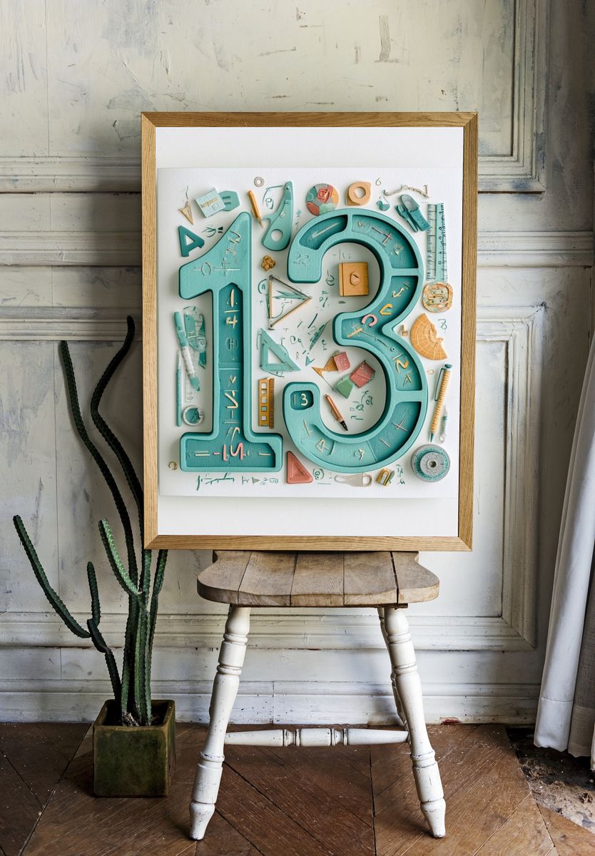 Number 13 Educational Illustration Poster. room preview