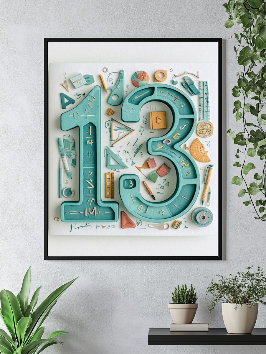 Number 13 Educational Illustration Poster. — room view 4