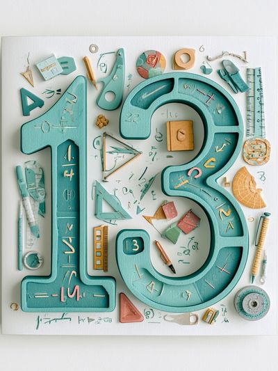 Number 13 Educational Illustration Poster. poster