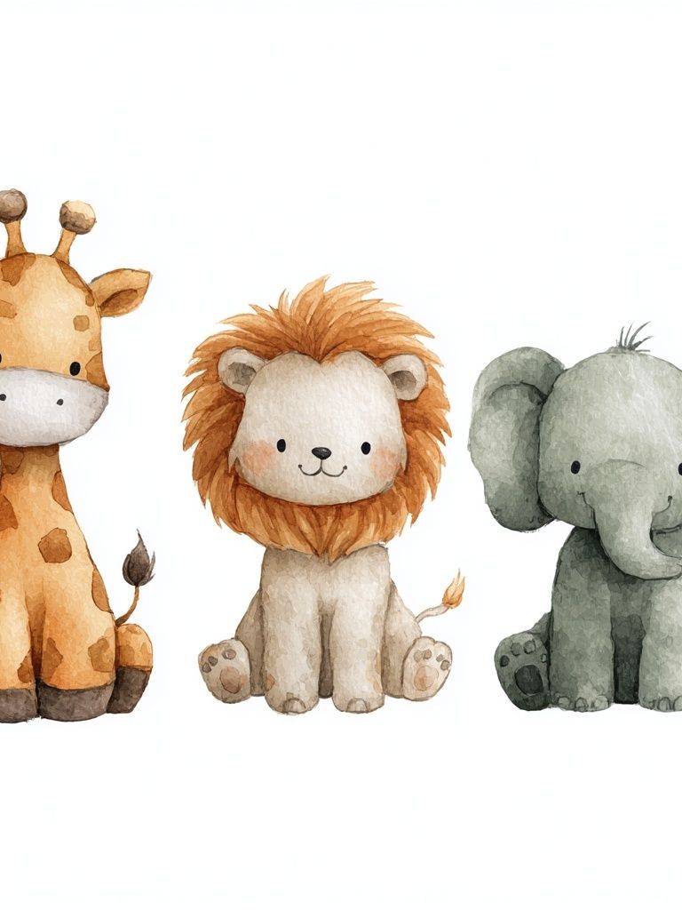 Cute Animal Friends — Watercolor Print. poster detail