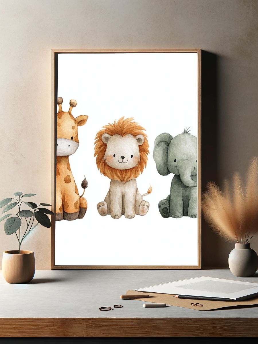 Cute Animal Friends — Watercolor Print. — room view 2