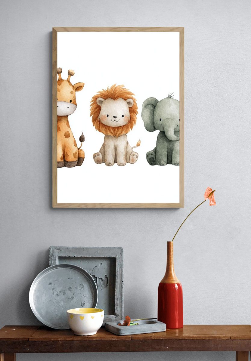 Cute Animal Friends — Watercolor Print. — room view 3