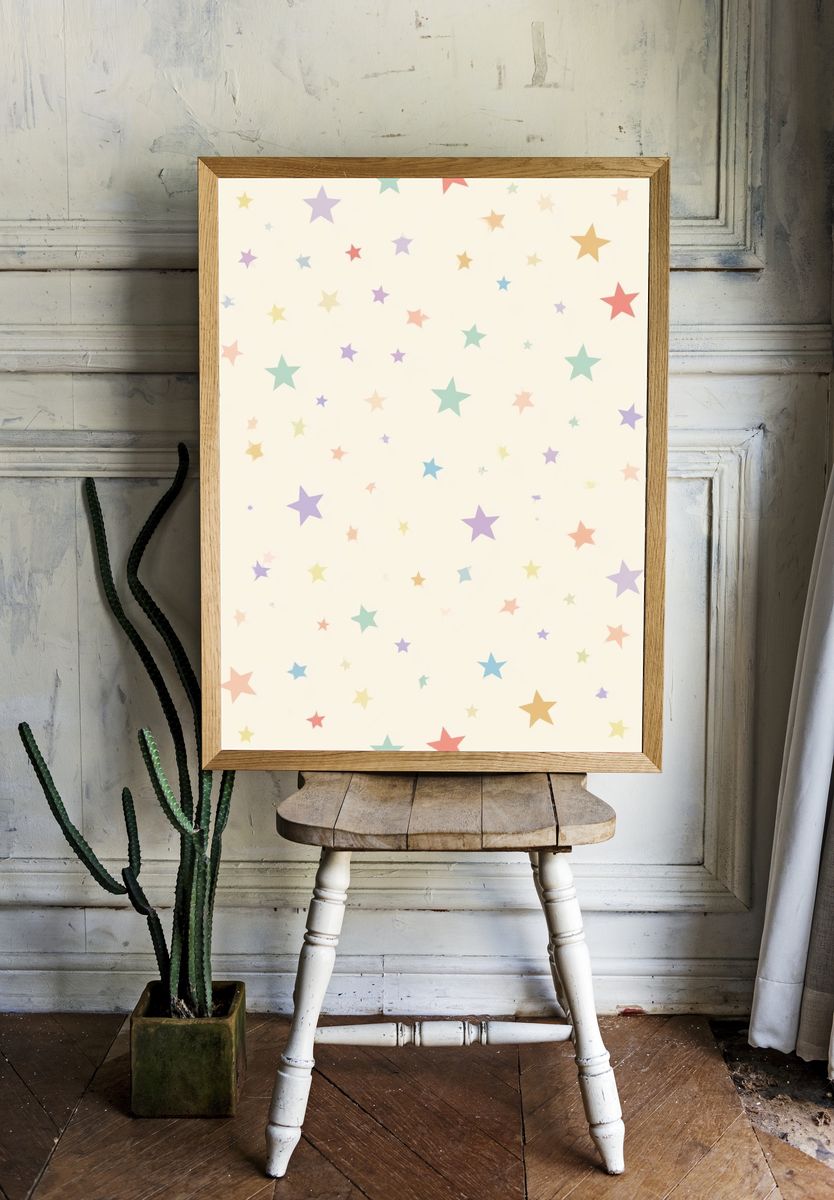 Pastel Star Pattern Print. room preview