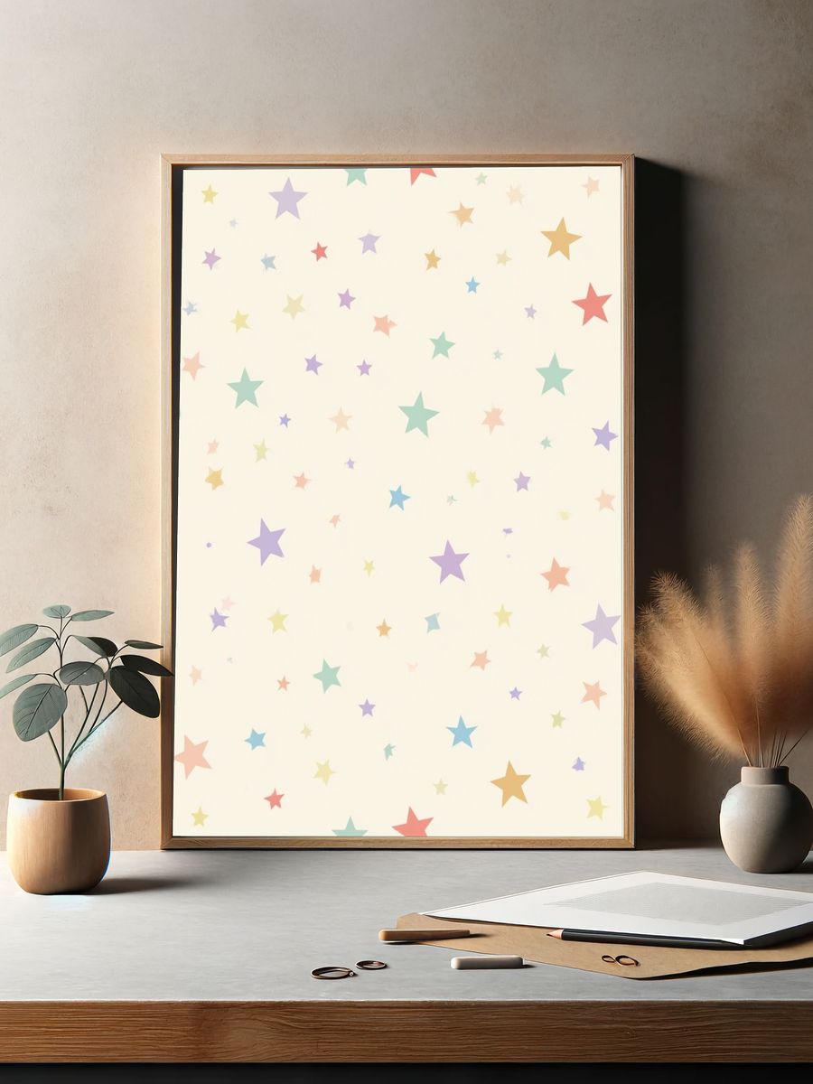 Pastel Star Pattern Print. — room view 2