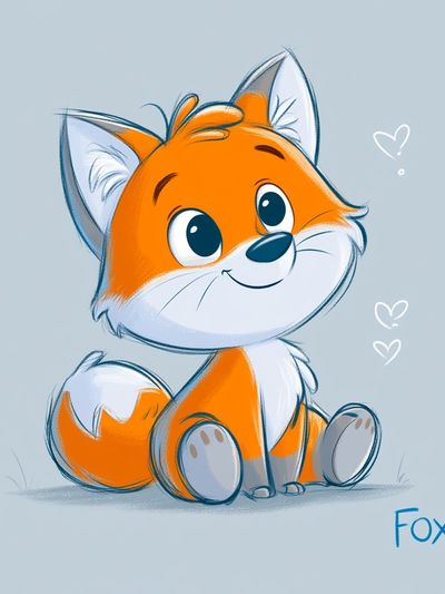 Cute Fox Cartoon Poster.