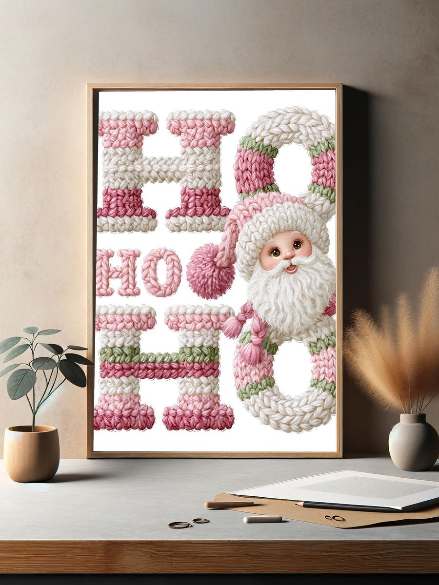 Knitted Santa Ho Ho Ho Poster. — room view 2
