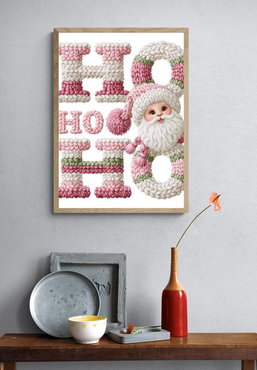 Knitted Santa Ho Ho Ho Poster. — room view 3