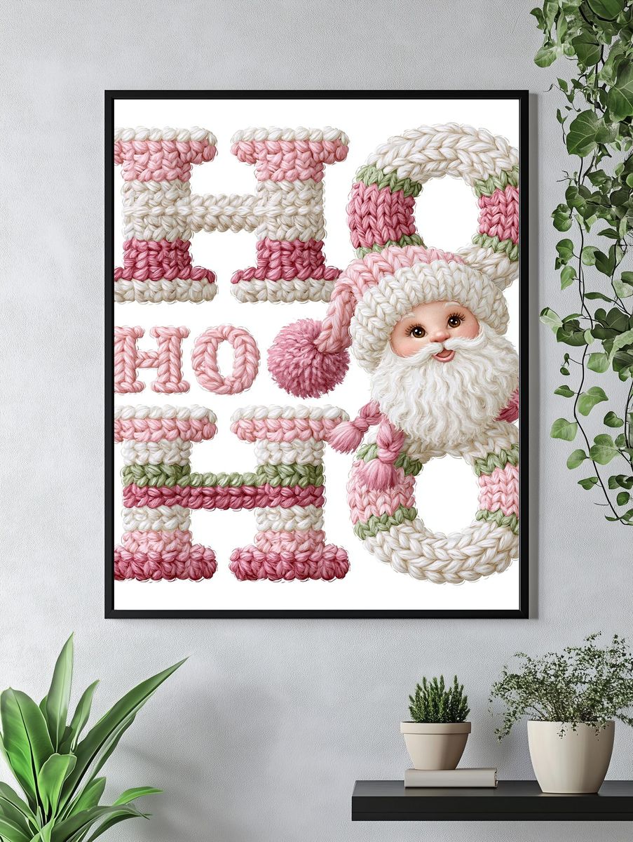 Knitted Santa Ho Ho Ho Poster. — room view 4