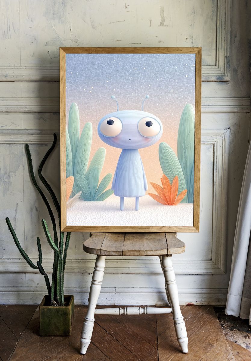 Cute Alien Garden Illustration Poster. room preview