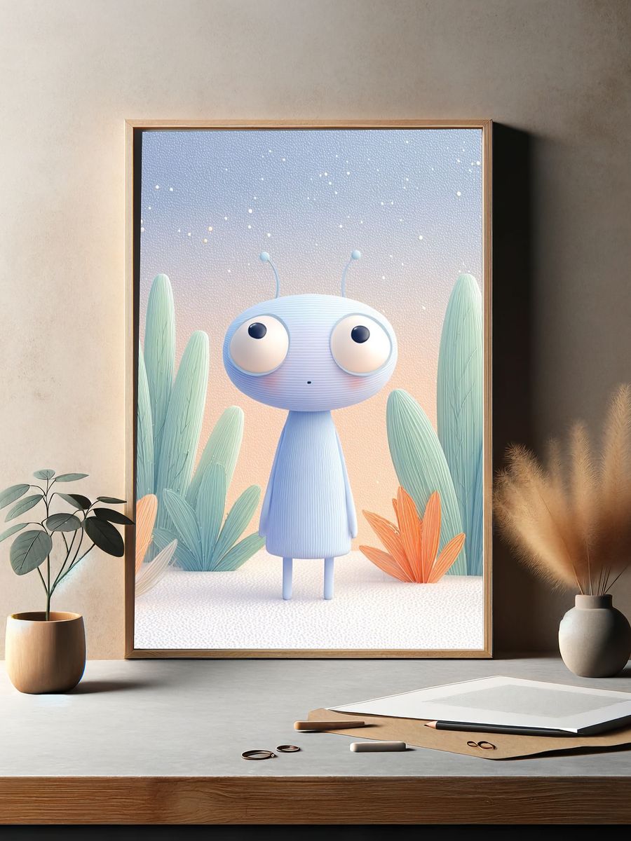 Cute Alien Garden Illustration Poster. — room view 2