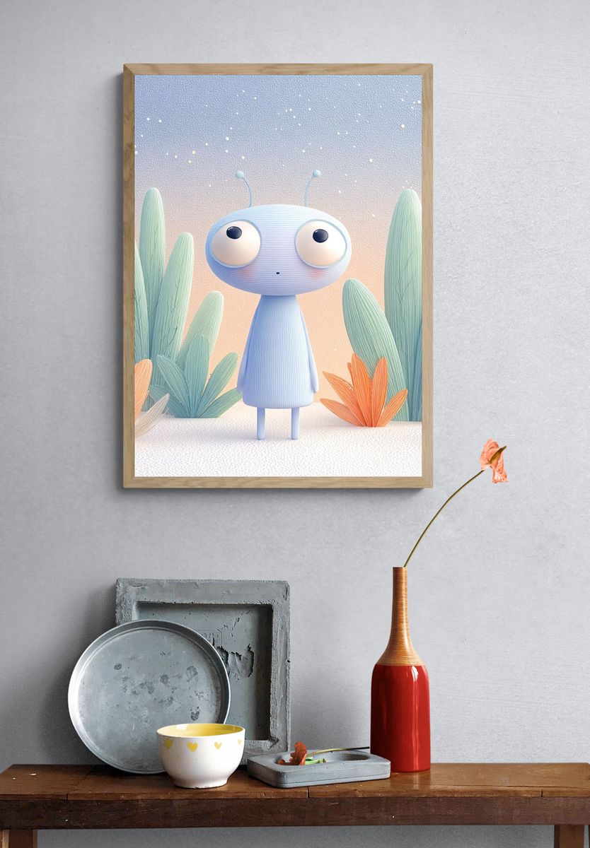 Cute Alien Garden Illustration Poster. — room view 3