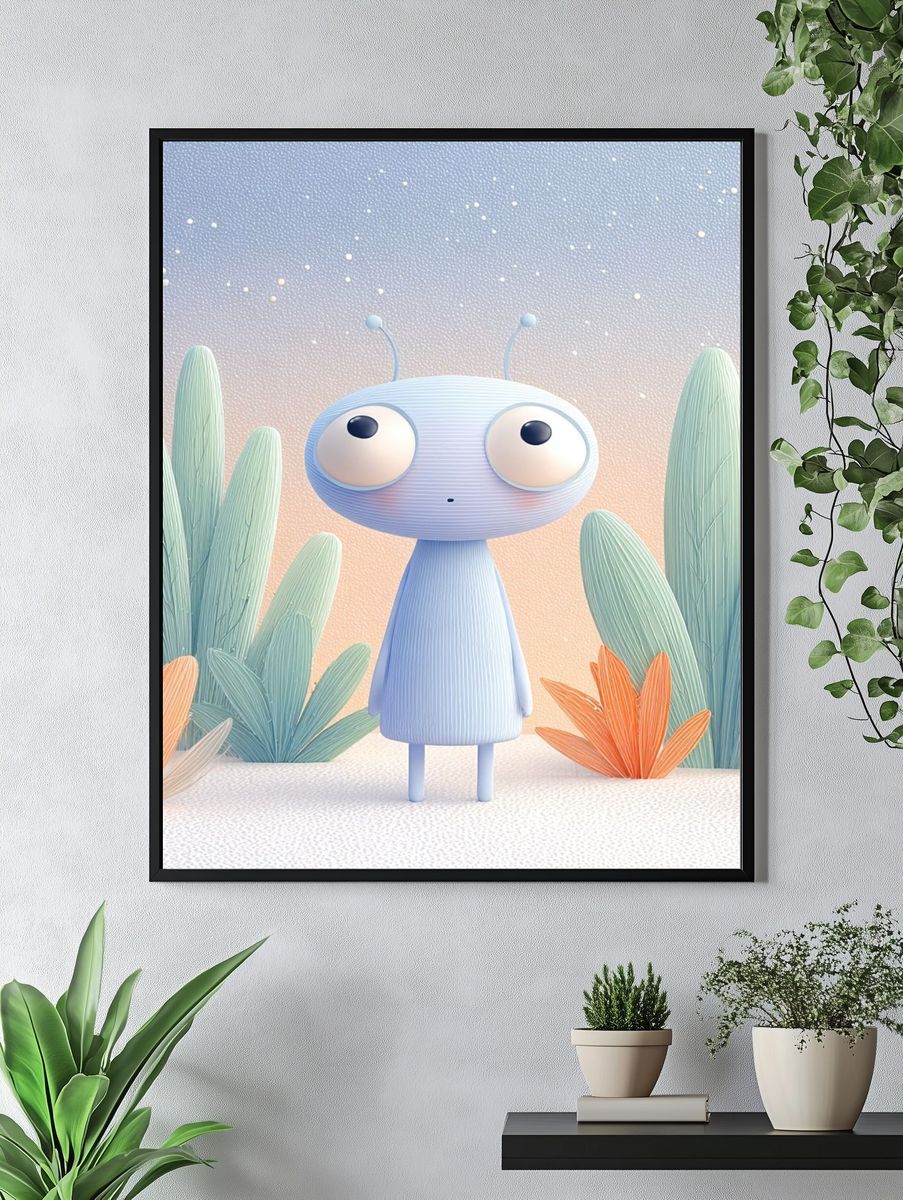 Cute Alien Garden Illustration Poster. — room view 4