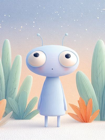 Cute Alien Garden Illustration Poster. poster