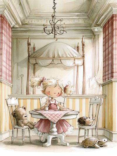 Whimsical Nursery Tea Party Print.