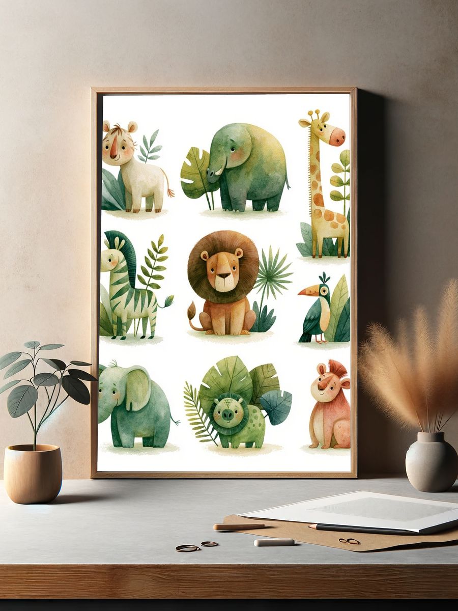 Safari Animals Nursery Poster. — room view 2